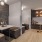 a room with a couch and tables