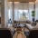 a living room with a large screen