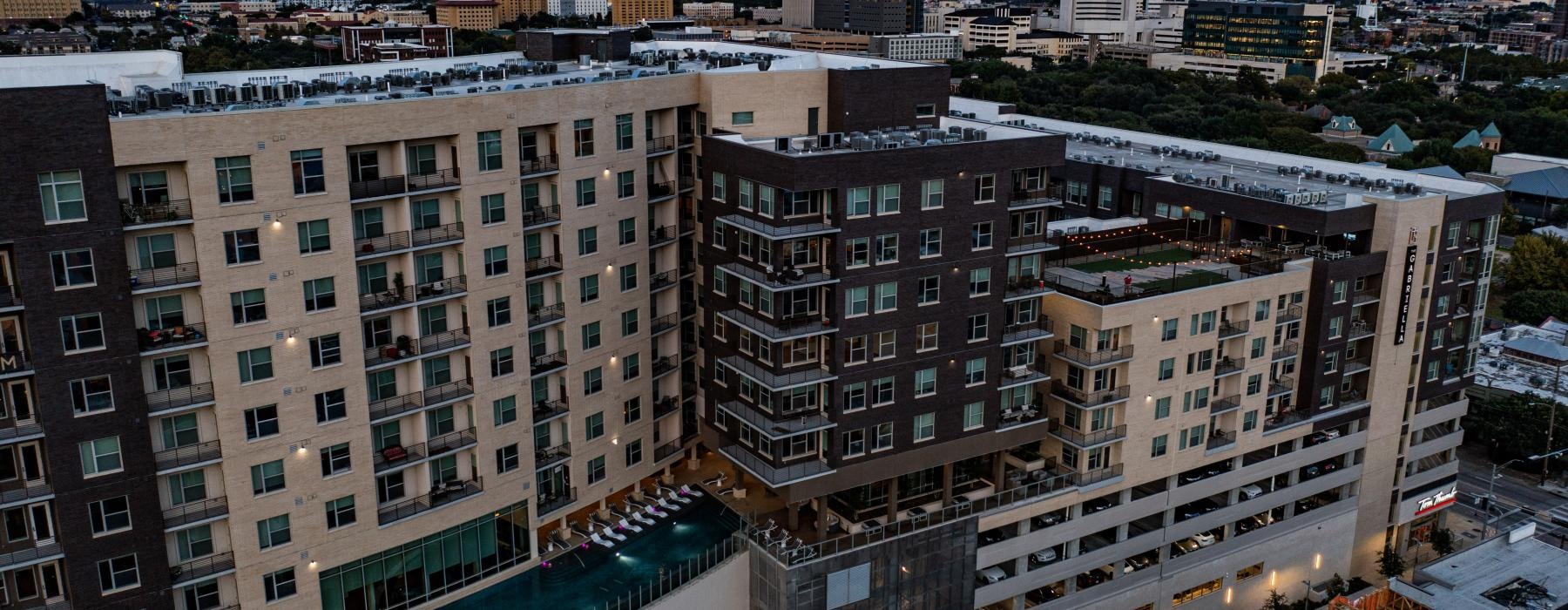 a high angle view of buildings